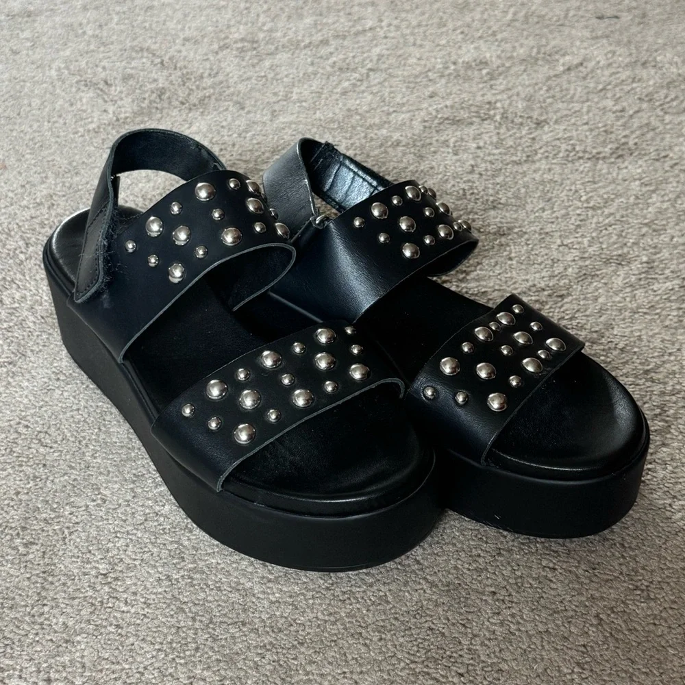 Steve Madden Black Studded Platform Sandals